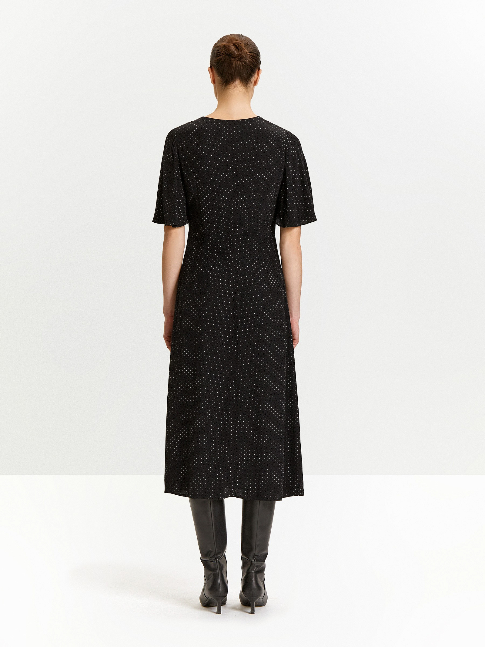 Платье миди из 100% вискозы в горох